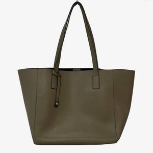 Tommy Bahamas Large Olive Green Leather Tote Bag w/ mini pouch
